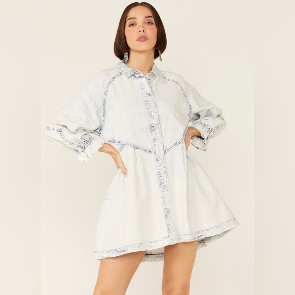 Free people Hannah long sleeve denim dress
